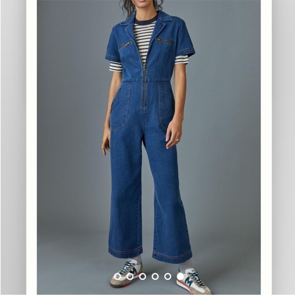 Anthropologie Porridge zip front Maggie denim coveralls jumpsuit